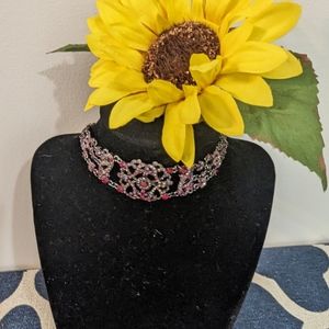 Cookie Lee - Beautiful Bling Faux Garnet Gemstone Choker Necklace plus Bracelet